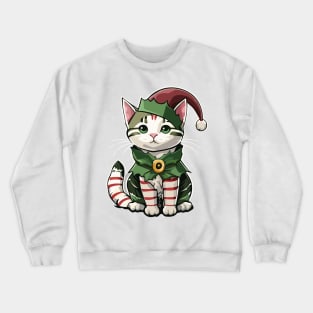 Christmas Candy Cane Cat Crewneck Sweatshirt